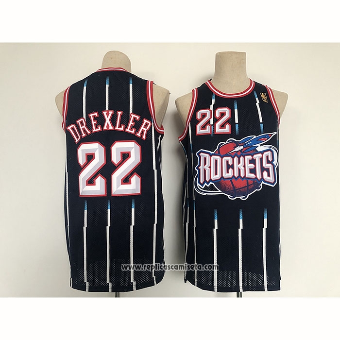 Camiseta Houston Rockets Clyde Drexler #22 Mitchell & Ness 1996-97 Azul
